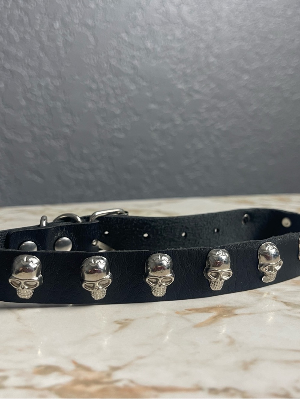 Black Leather Skull Studded Choker